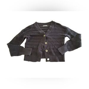 Sonoma Black Knitted Button Up Cropped Cardigan Size Medium